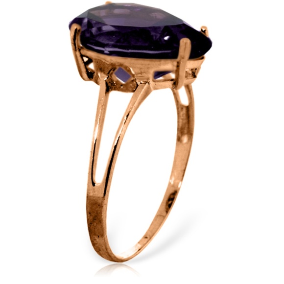 14K. SOLID GOLD RING WITH NATURAL AMETHYST - Picture 2 of 4